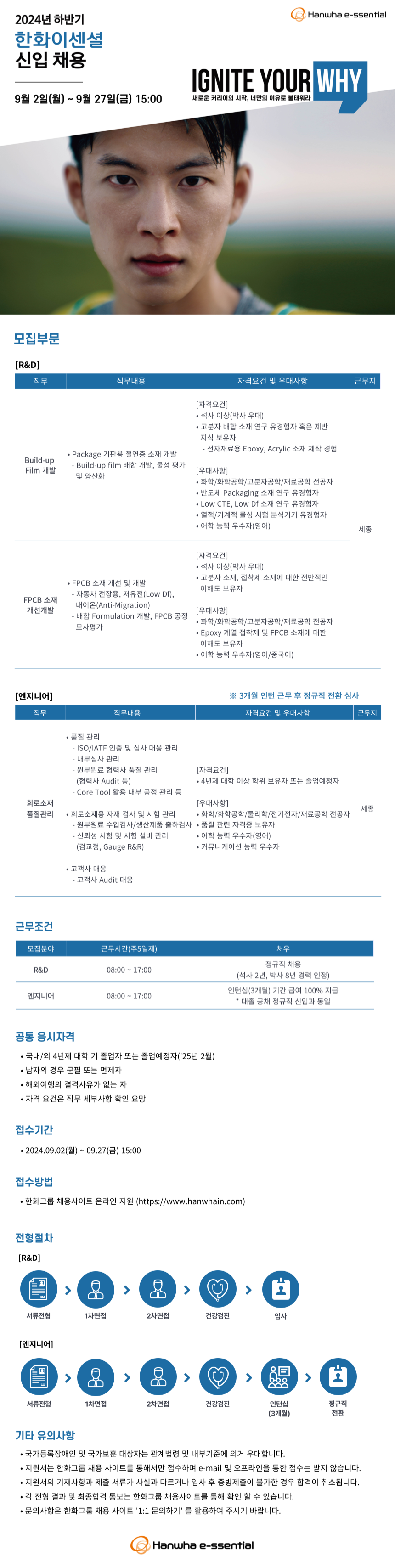[한화이센셜] 2024년 하반기 신입 채용 (R&D/엔지니어)